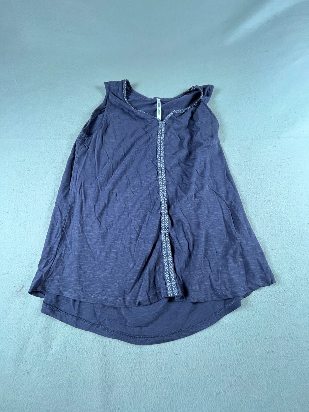 KUHL Shay Tank Top Womens L Purple Embroidered Trim Flowy Organic Cotton Outdoor